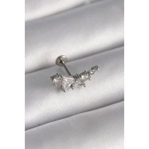ietaks™ 316L Çelik Gümüş Renk Zirkon Taşlı Tragus Piercing