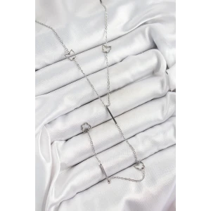 316L Çelik Kelebek Figürlü Y Model Gümüş Renk Kadın Kolye - TJ-BKO10330