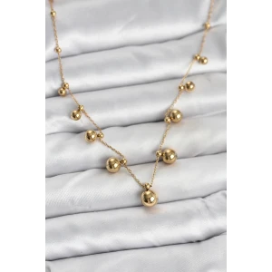 316L Çelik Zincir Gold Renk Topçuklu Kolye - TJ-BKO10632