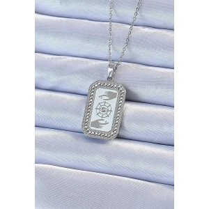 316L Çelik Zincir Gümüş Renk Mineli Zirkon Taşlı Göz Figür Tarot Kolye - TJ-BKO9216