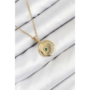 316L Çelik Zirkon Taşlı Ay Ve Güneş Model Gold Renk Kadın Kolye - TJ-BKO10539