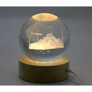 3d İstanbul Temalı Kristal Cam Küre Led Lamba Model 1