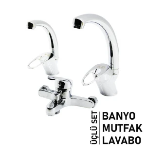 3LÜ SET   BANYO - EVYE MUTFAK - LAVABO   AÇ KAPA  MİX BATARYA MUSLUK (K95)