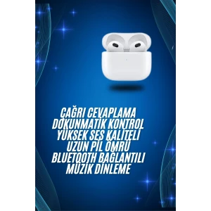 3.Nesil İOS Android Uyumlu Bluetooth 5.0 Beyaz Çağrı Cevaplama