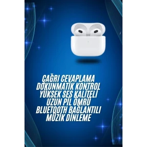 3.nesil İos Android Uyumlu Bluetooth 5.0 Beyaz Çağrı Cevaplama