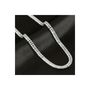 4 mm Baget Taşlı Zirkon Lüks Çelik Kolye