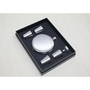 4 Shot Bardaklı Matara Seti Yuvarlak Çelik