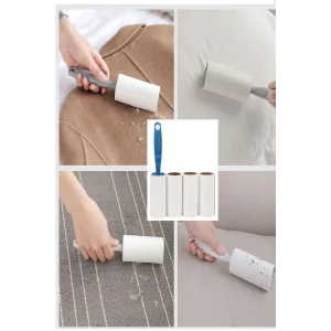 4 Yedekli Tüy Toplama Rulosu 240 Yaprak Evcil Hayvan Elbise Yatak Tüy Saç Toplayıcı