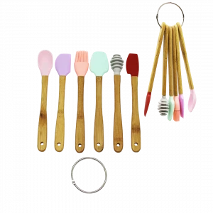 6 PARÇA  MiNİ AHŞAP SAPLI SİLİKON MUTFAK SET (4887)