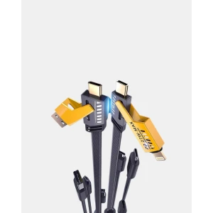 65W Çoklu Şarj Kablosu 4’ü 1 Arada Örgülü Hızlı Veri Aktarım USB-C USB-A