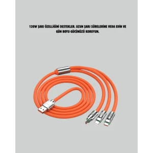 ieg™ Çinko Alaşımlı Uçlu 120 W Şarj Kablosu – Dolaşmaya Dayanıklı 1,2 m USB Kablo