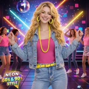 ieg™ Neon Sarı Boncuk Kolye 80 cm – Retro 80’ler 90’lar Parti Aksesuarı