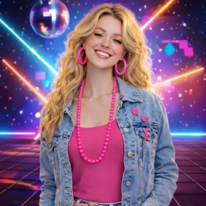 ieg™ Neon Pembe Boncuk Kolye 80 cm – Retro 80’ler 90’lar Parti Aksesuarı