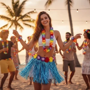 ieg™ Luau Aloha Hawaii Partisi Etek Taç ve Bileklik Seti Mavi
