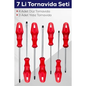 7li Tornavida Seti (4  Düz Tornavida 3  Yıldız Tornavida)