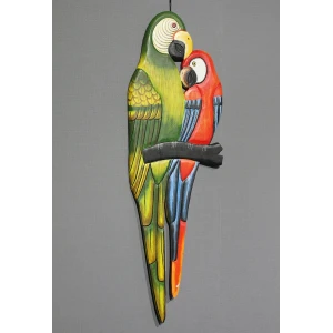 Ahşap Duvara Asmalı 2li Papağan Model 1