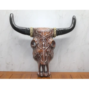 Ahşap Duvara Asmalı Bufalo Kafası