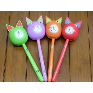 Ahşap Kedi Marakas Tekli Polos:29