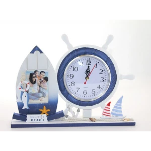 Ahşap Marin Dümenli Çerçeveli Saat Model 1