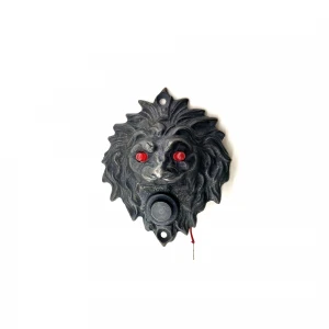 Antika Tarz Dekoratif Pirinç Aslan Kapı Zili - 100x78 mm, Oksit, Led Işıklı