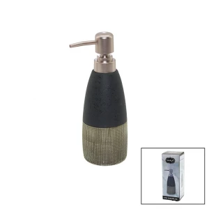 ANTRASİT GRİ - KREM MAT DESEN SERAMİK SIVI SABUNLUK (4887)