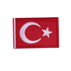 Aplike Ütü İle Yapışan Türk Bayrağı Dikdörtgen Arma 6x4 cm