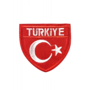 Aplike Ütü İle Yapışan Türk Bayrağı Türkiye Yazılı Arma 4 cm
