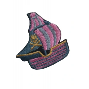 Aplike Ütü İle Yapışan Yelkenli Pembe Arma 4x3 cm