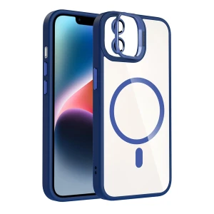 Apple iPhone 11 Remim Lensli Magsafe Standlı Kapak - Lacivert