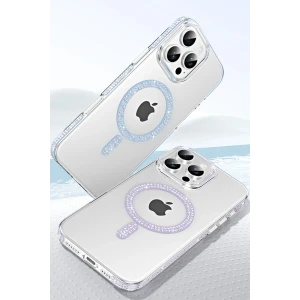 Apple iPhone 14 Pro Max Move Taşlı Magsafe Kapak - Pembe