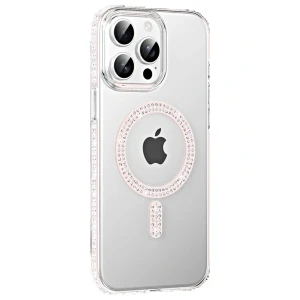 Apple iPhone 15 Pro Move Taşlı Magsafe Kapak - Gümüş