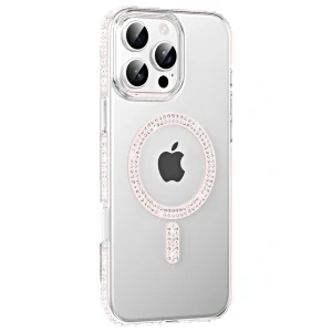 Apple iPhone 16 Pro Max Move Taşlı Magsafe Kapak - Gümüş