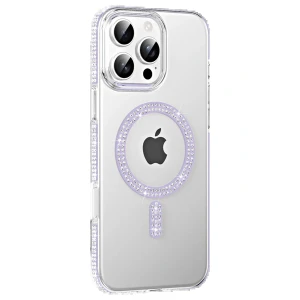 Apple iPhone 16 Pro Move Taşlı Magsafe Kapak - Lila