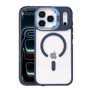 Apple iPhone 17 Pro Max Remim Lensli Magsafe Standlı Kapak - Lacivert