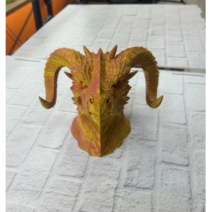 Asil Tasarım Gold–Red Ejderha Heykeli Hediyelik Fantastik Dekor