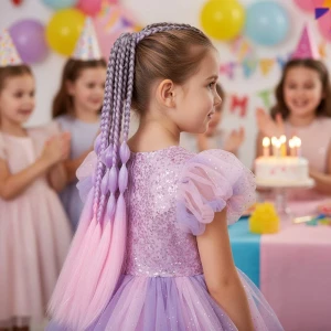 Balon ve Düz Salaş Örgülü Simli Lastikli At Kuyruğu - ACM06