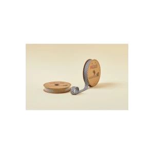 Biye Ekoseli Katlı E10 Siyah 2 cm 25 Metre %65 Koton %35 Polyester