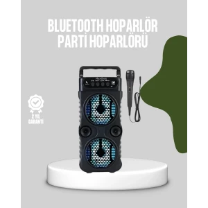 Bluetooth Bağlantılı Led Işıklı Taşınabilir Hoparlör – 1200 Mah Şarjlı, Fm Radyolu