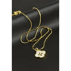 Çiçek Sedef Lüks Çelik Kolye