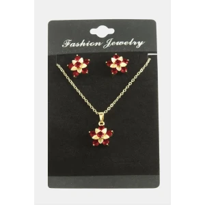 Çiçek Zirkon Taşlı Set Kolye