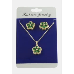 Çiçek Zirkon Taşlı Set Kolye