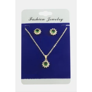 Çiçek Zirkon Taşlı Set Kolye