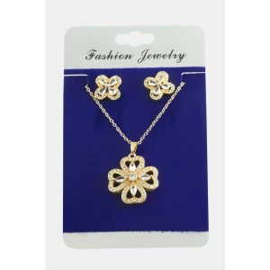 Çiçek Zirkon Taşlı Set Kolye