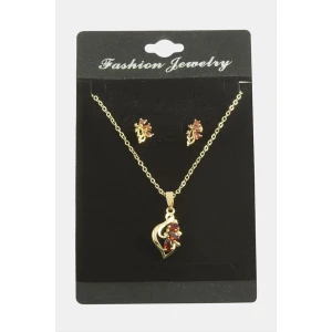 Çiçek Zirkon Taşlı Set Kolye