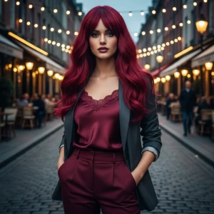 Dalgalı Perçemli Fiber Sentetik Orta Boy Peruk - Kızıl