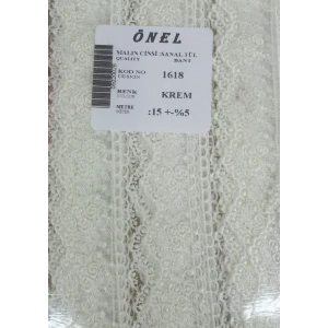 Dantel Polyester Sanal Tül Bant Krem 15 Metre En 3 cm ON-1618-KR