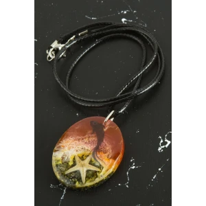 Deniz Yıldızı Oval Epoksi Kolye