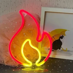 Duvara Asmalı Neon Alev Işık