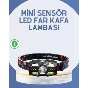 El Sensörlü Led Far Suya Dayanıklı Şarjlı Kafa Lambası