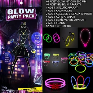 ieg™ Glow Parti Seti 152 Parçalık Lüks Glow  Kostüm Seti